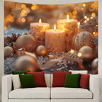 Tapisserie Murale de Noël - Sapin, Bougies & Cadeaux - Décoration Festive Cosy