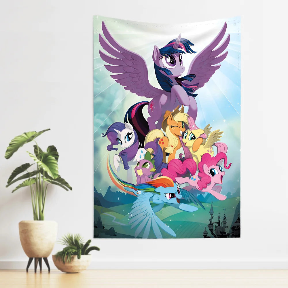 Tapisserie Licornes Colorées - Déco Murale Enfants Style Anime